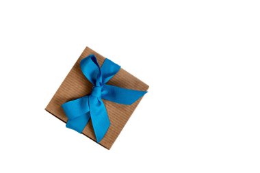Gift box present on white background for fathers day holiday concept 