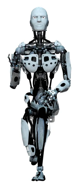Representación Robot Macho Aislado Sobre Fondo Blanco — Foto de Stock