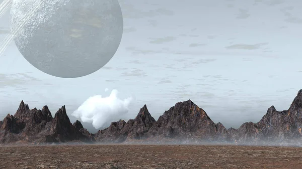 サイエンスフィクションの3Dレンダリングエイリアン惑星の風景 — ストック写真