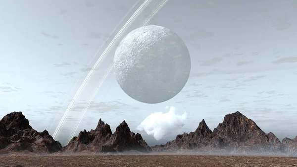 サイエンスフィクションの3Dレンダリングエイリアン惑星の風景 — ストック写真