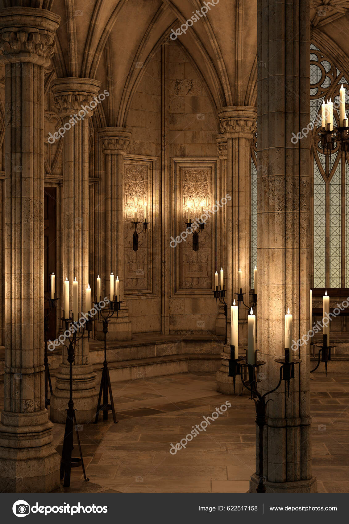 Rendering Gothic Castle Interior — Stock Photo © PhotosVac #622517158