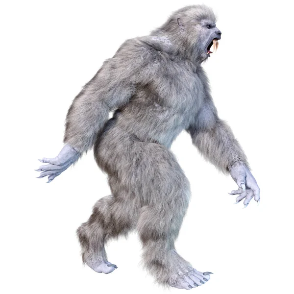 Renderização Uma Criatura Besta Neve Bigfoot Isolado Fundo Branco — Fotografia de Stock