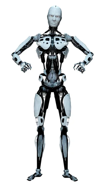 Vykreslení Mužského Robota Izolovaného Bílém Pozadí — Stock fotografie