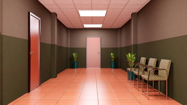 Bir Koridorunun Boyutlu Canlandırması — Stok fotoğraf