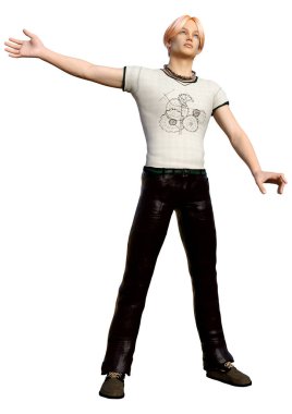 Beyaz arka planda izole edilmiş bir gencin 3D görüntüsü