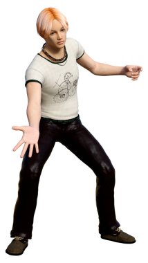 Beyaz arka planda izole edilmiş bir gencin 3D görüntüsü