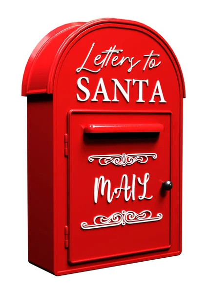 Weergave Van Een Rode Kerstman Mailbox Geïsoleerd Witte Achtergrond — Stockfoto