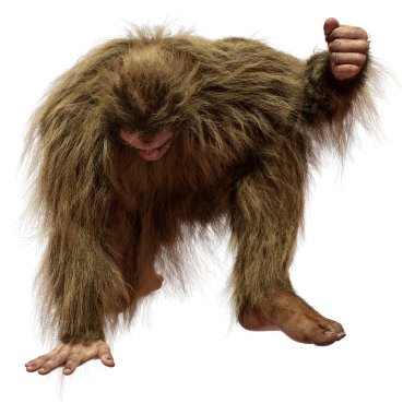 Beyaz arkaplanda izole edilmiş bir Koca Ayak veya Kocaayak 'ın 3B canlandırması