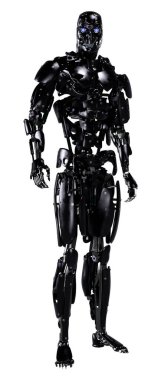 Beyaz arkaplanda izole edilmiş bir erkek robotun 3B görüntülemesi