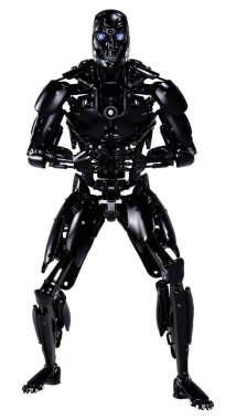 Beyaz arkaplanda izole edilmiş bir erkek robotun 3B görüntülemesi