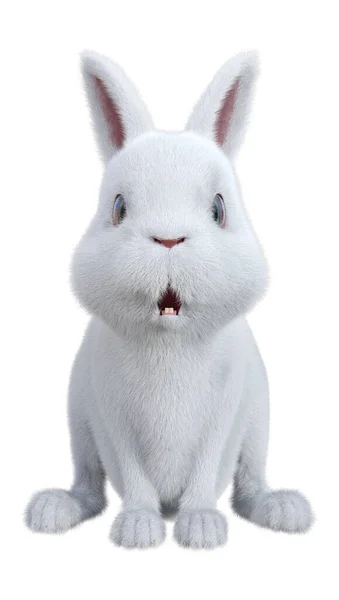 Beyaz Arkaplanda Izole Edilmiş Bir Beyaz Tavşanın Görüntülemesi — Stok fotoğraf