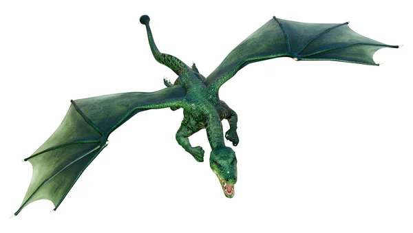 Візуалізація Фентезійного Дракона Ізольовано Білому Тлі — стокове фото