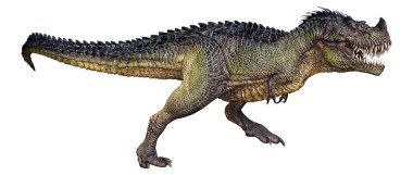 Beyaz arka planda izole edilmiş bir fantezi dinozorun 3 boyutlu canlandırması