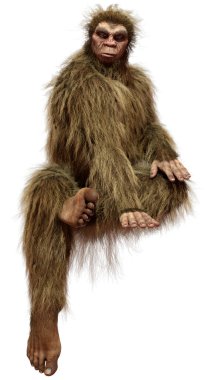 Beyaz arkaplanda izole edilmiş bir Koca Ayak veya Kocaayak 'ın 3B canlandırması