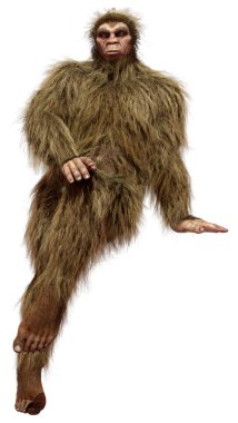 Beyaz arkaplanda izole edilmiş bir Koca Ayak veya Kocaayak 'ın 3B canlandırması