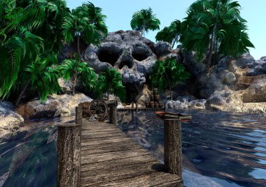 3D rendering of a pirate island