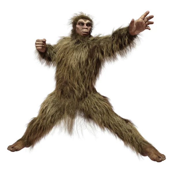 Απόδοση Ενός Sasquatch Bigfoot Απομονώνονται Λευκό Φόντο — Φωτογραφία Αρχείου