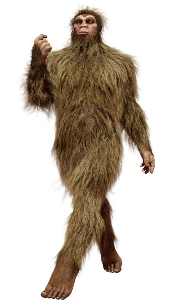 在白色背景上孤立的Sasquatch或Bigfoot的3D渲染 — 图库照片