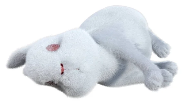 Рендеринг Белого Кролика Белом Фоне — стоковое фото