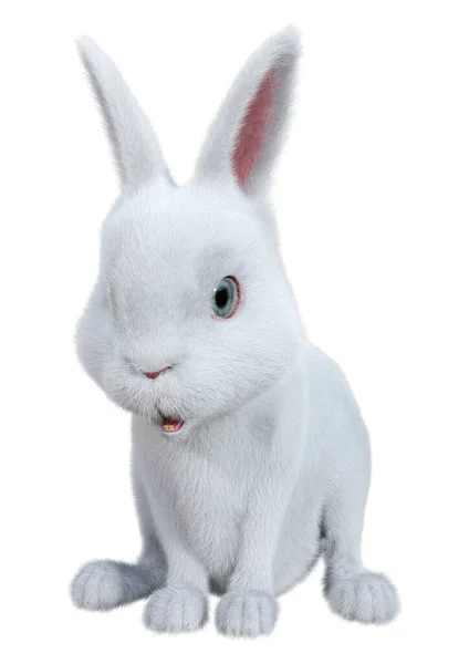 Representación Conejo Blanco Aislado Sobre Fondo Blanco —  Fotos de Stock