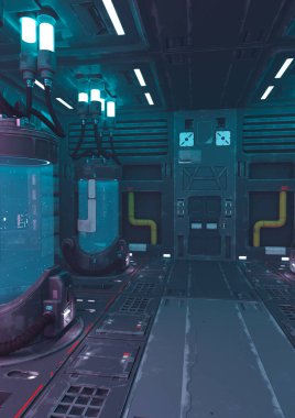 Bir bilim kurgu klon odasının 3 boyutlu canlandırması