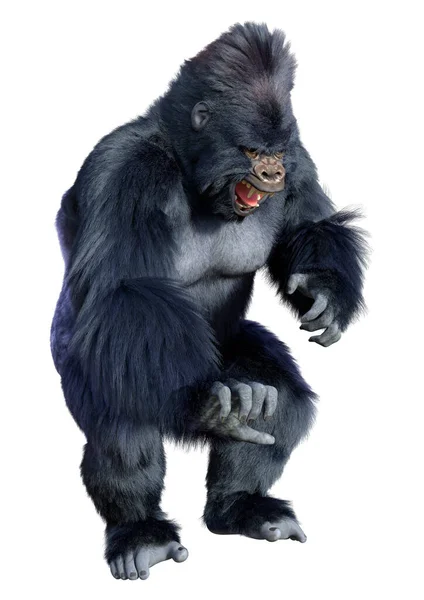 Renderelés Egy Fekete Gorilla Majom Elszigetelt Fehér Háttér — Stock Fotó