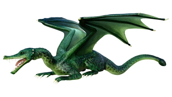 Rendu Dragon Fantasme Isolé Sur Fond Blanc — Photo