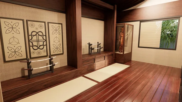 Representación Del Interior Una Casa Samurai — Foto de Stock