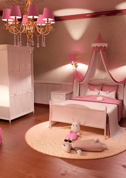 Ilustración Del Interior Dormitorio Para Princesa — Foto de Stock