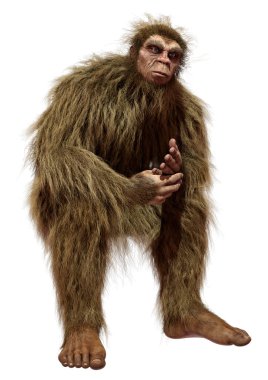 Beyaz arkaplanda izole edilmiş bir Koca Ayak veya Kocaayak 'ın 3B canlandırması