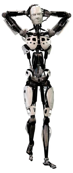 Απόδοση Ενός Αρσενικού Ρομπότ Που Απομονώνεται Λευκό Φόντο — Φωτογραφία Αρχείου