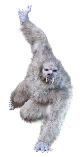 Vykreslení Sněžného Zvířete Nebo Bigfoot Izolované Bílém Pozadí — Stock fotografie