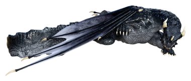 Beyaz arka planda izole edilmiş bir fantezi ejderhanın 3 boyutlu canlandırması