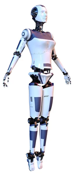 Weergave Van Een Vrouwelijke Robot Geïsoleerd Witte Achtergrond — Stockfoto