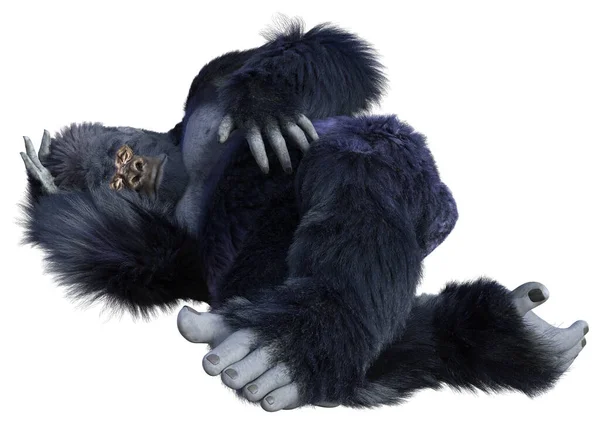 Renderelés Egy Fekete Gorilla Majom Elszigetelt Fehér Háttér — Stock Fotó