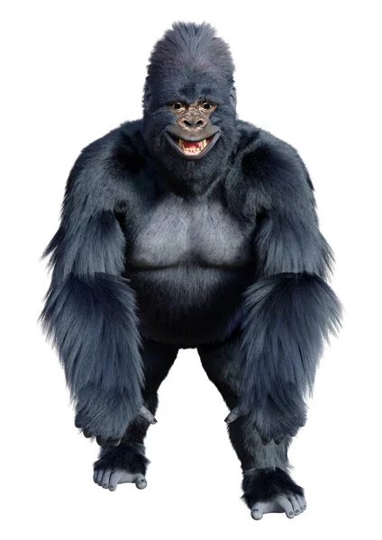 Vykreslení Černé Gorily Opice Izolované Bílém Pozadí — Stock fotografie