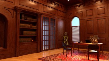 Bir emlakçı ofisinin 3D görüntüsü.