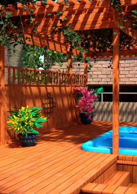 Bir yaz jakuzisi sahnesinin 3 boyutlu canlandırması