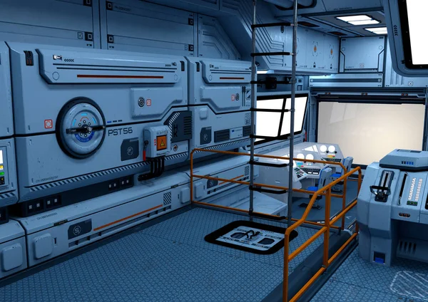 Digital Rendering Science Fiction Control Cabin Interior — Stock Photo, Image