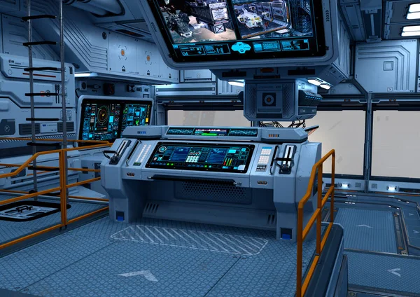 Representación Digital Interior Cabina Control Ciencia Ficción — Foto de Stock