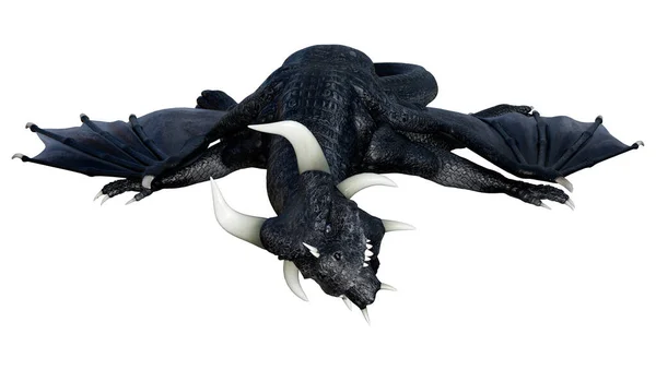 Візуалізація Фентезійного Дракона Ізольовано Білому Тлі — стокове фото
