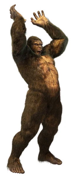 Representación Sasquatch Bigfoot Aislado Sobre Fondo Blanco — Foto de Stock