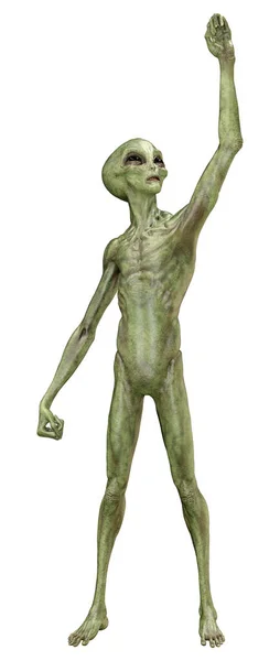 Rendering Eines Grünen Aliens Isoliert Auf Weißem Hintergrund — Stockfoto