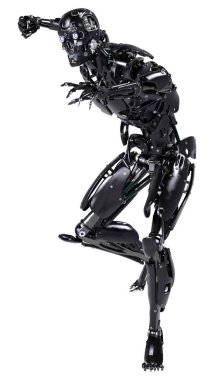 Beyaz arkaplanda izole edilmiş bir erkek robotun 3B görüntülemesi