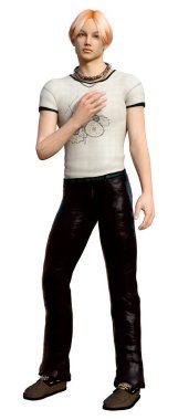 Beyaz arka planda izole edilmiş bir gencin 3D görüntüsü