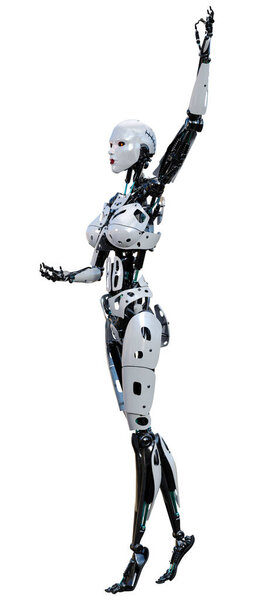 Rendering Female Robot Isolated White Background — Stock Photo, Image