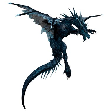 Beyaz arka planda izole edilmiş bir fantezi ejderhanın 3 boyutlu canlandırması