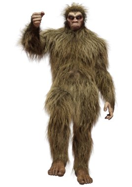 Beyaz arkaplanda izole edilmiş bir Koca Ayak veya Kocaayak 'ın 3B canlandırması