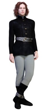 Beyaz arka planda izole edilmiş bir ortaçağ prensinin 3 boyutlu canlandırması