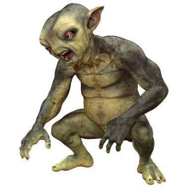 Beyaz arka planda izole edilmiş yeşil bir uzaylının 3 boyutlu görüntüsü